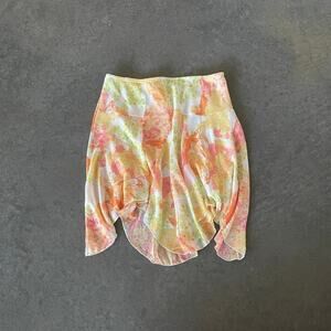 Vintage Women's Flowy Skirt Size L floral orange spring summer